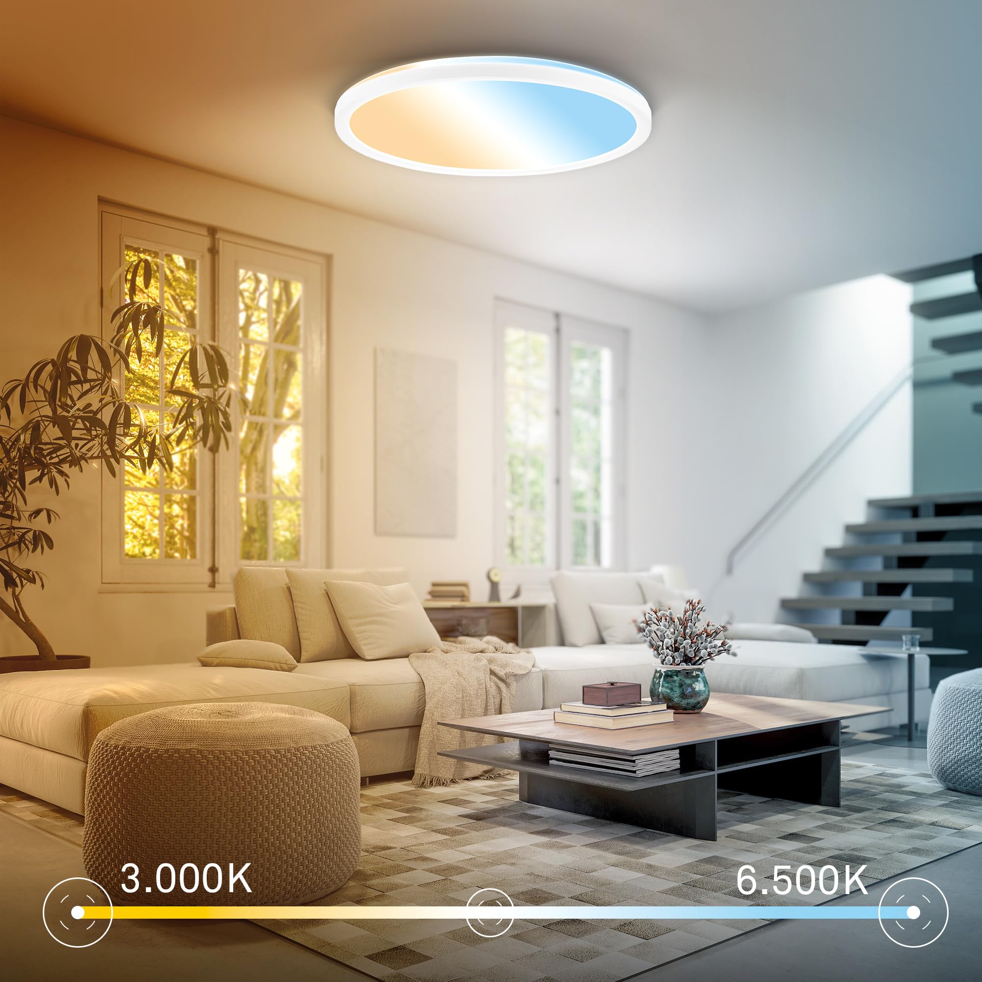 BRILONER - LED plafondlamp met neutraal witte lichtkleur, EEK A lichtbron, 8W, 1700lm, LED lamp, woonkamerlamp, keukenlamp, plafondverlichting, ganglamp, 29 x 6 cm, wit BRILONER - LED plafondlamp met neutraal witte lichtkleur, EEK A lichtbron, 8W, 1700lm, LED lamp, woonkamerlamp, keukenlamp, plafondverlichting, ganglamp, 29 x 6 cm, wit