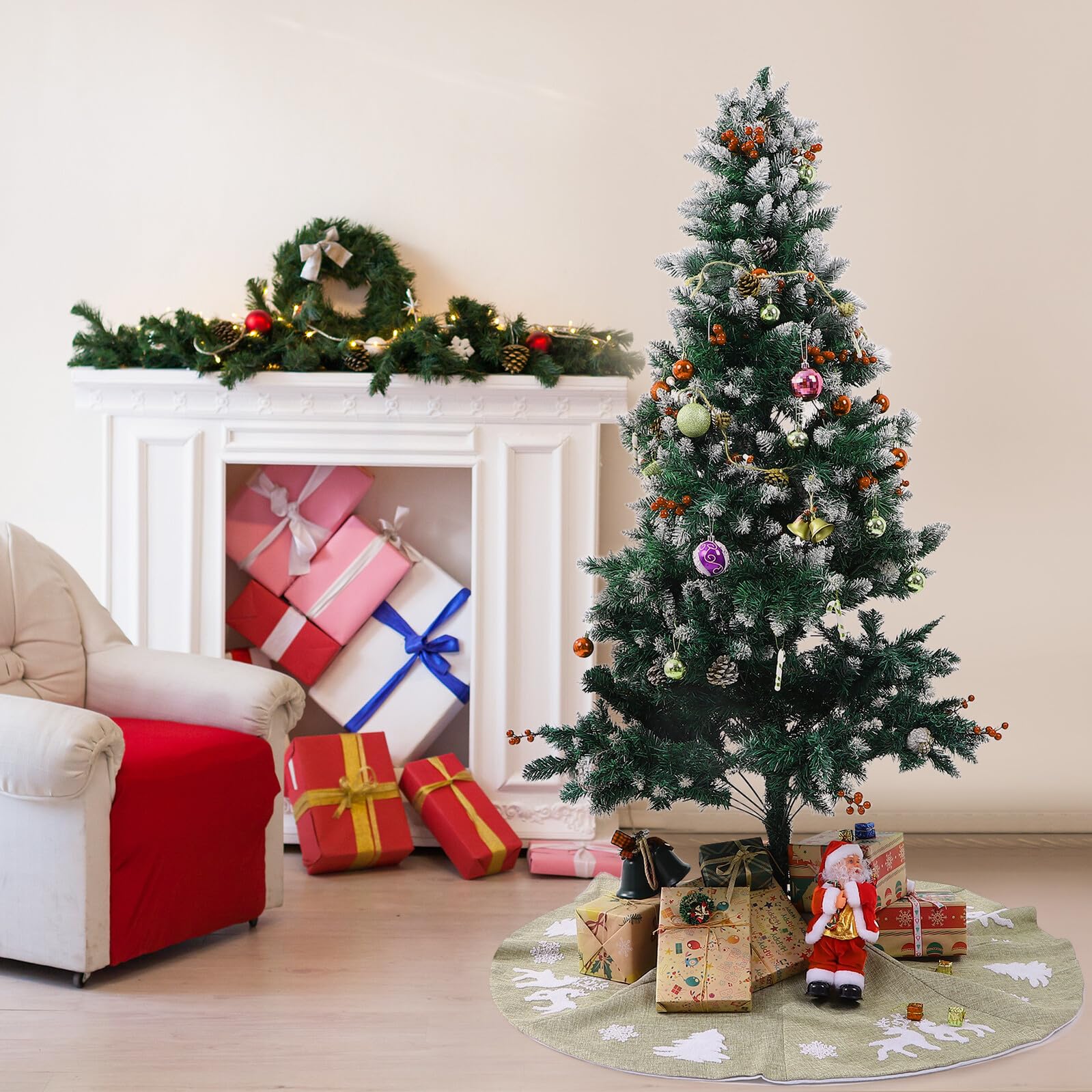 Gatuida Weihnachtsbaumschürze aus Filz Baumunterseite-Dekoration Weihnachtsbaumschmuck Party-Accessoire Baumrock