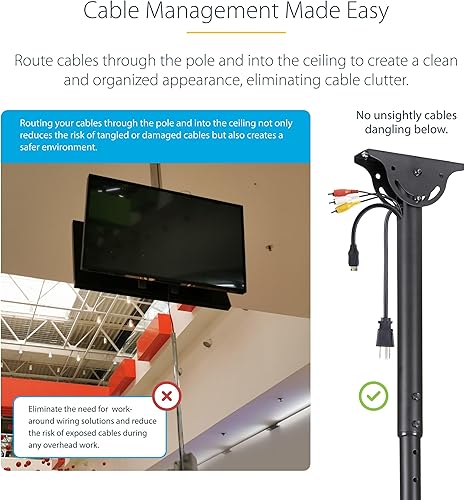 Miniatura 3 de StarTech.com Soporte de techo para TV doble, montaje en poste VESA de 2 pantallas para pantallas de 32 a 75 pulgadas, poste telescópico ajustable en