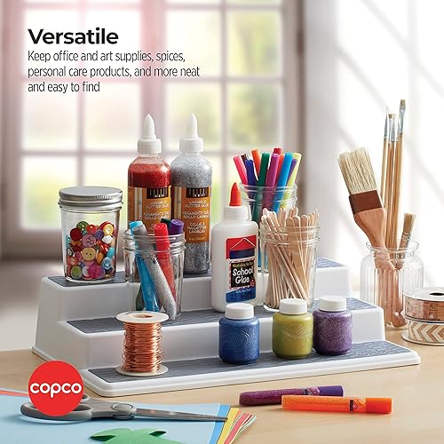 Miniatura 69 de Copco organizador antideslizante de 3 niveles para despensa, para armario de cocina, para especias, de 10 pulgadas, color carbón Carbón