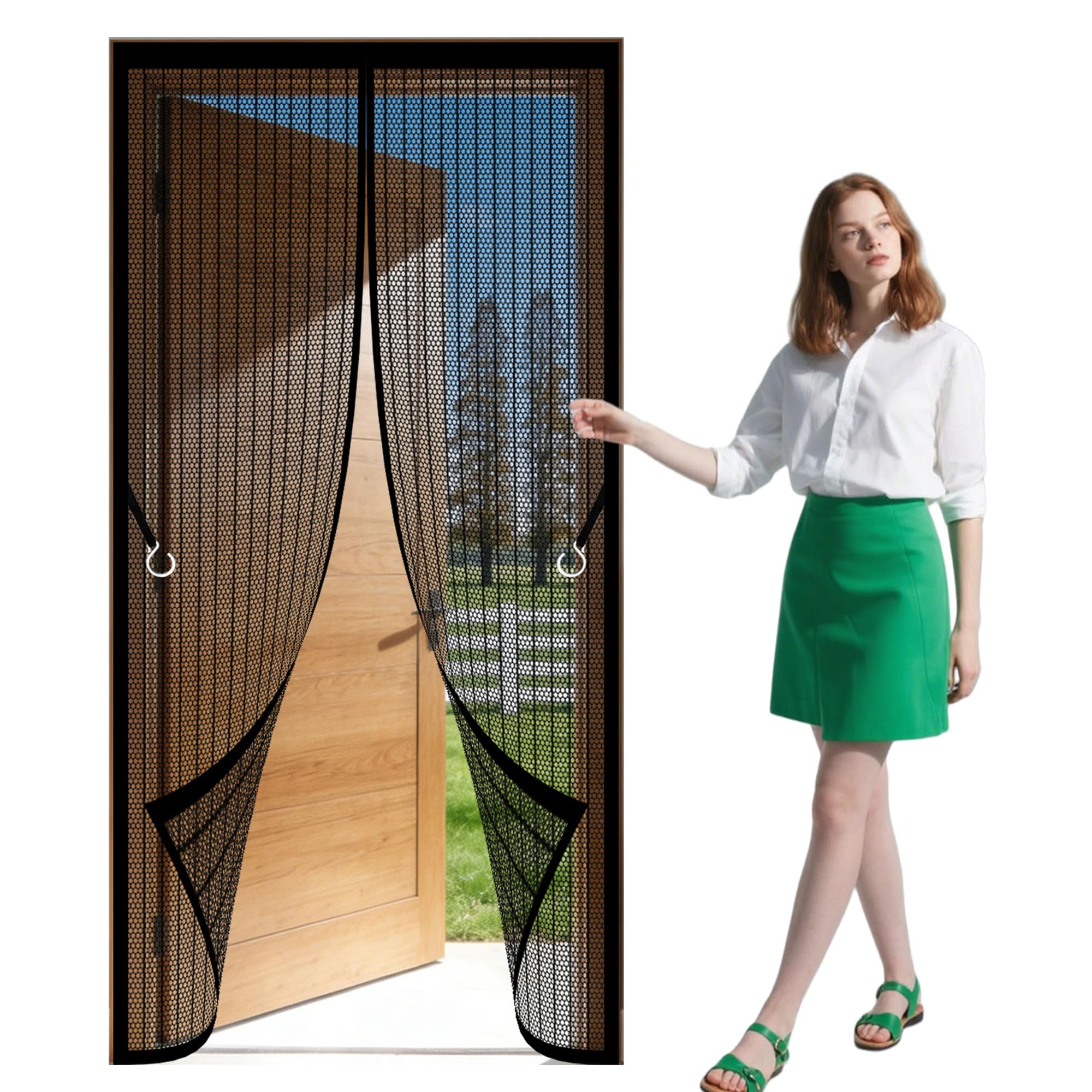Magnetic Fly Screen Doors 65 x 215 cm No Tools Installation Insect Mesh Keep Fresh Air in Bugs Out Suitable for Patio Room Balcony Bedroom, Black