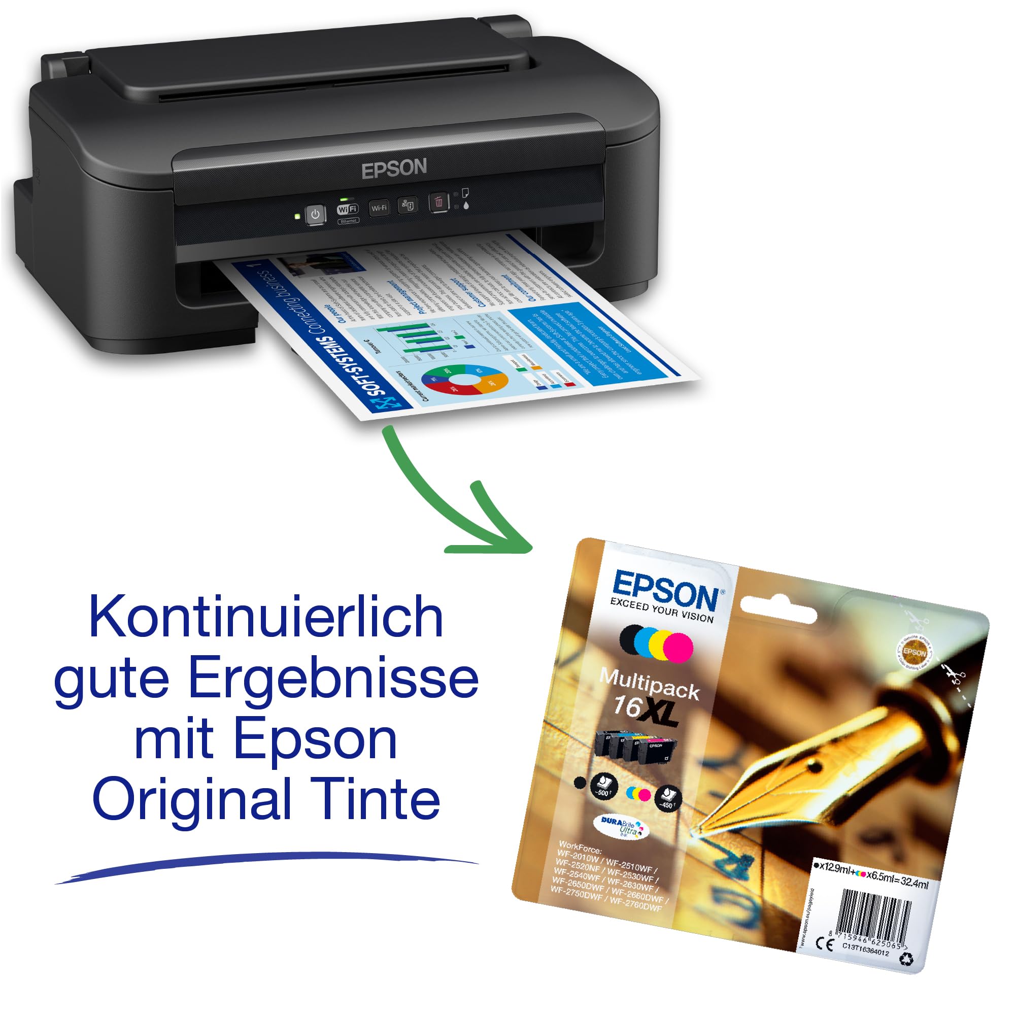 Epson WorkForce WF-2110W A4-Tintenstrahldrucker mit WLAN- und Ethernet-Anschluss