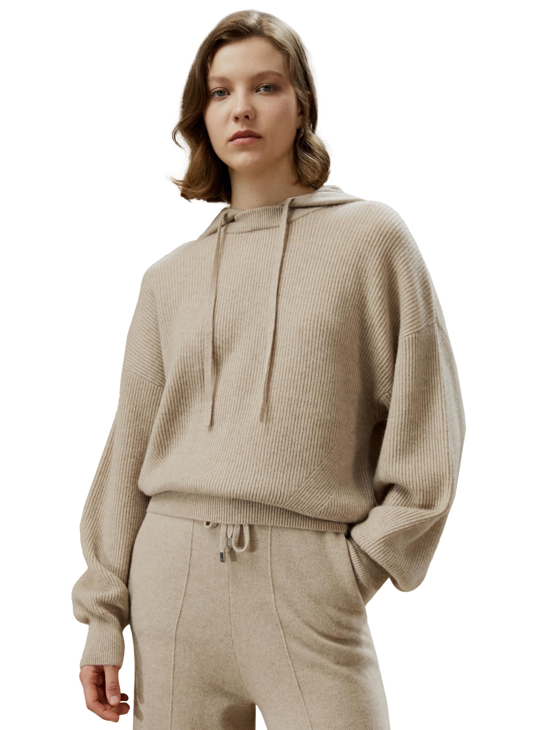 LilySilk Womens Pullover Sweater 100 Cashmere Oversized Hoodie with Detached Hood for Fall Winter Causal