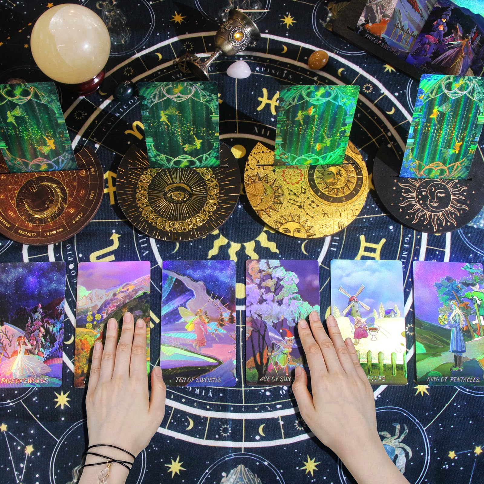 12 x 7 cm Navette Miroir Tarot, Divination, Prédiction, Tarot Carte Cadeau
