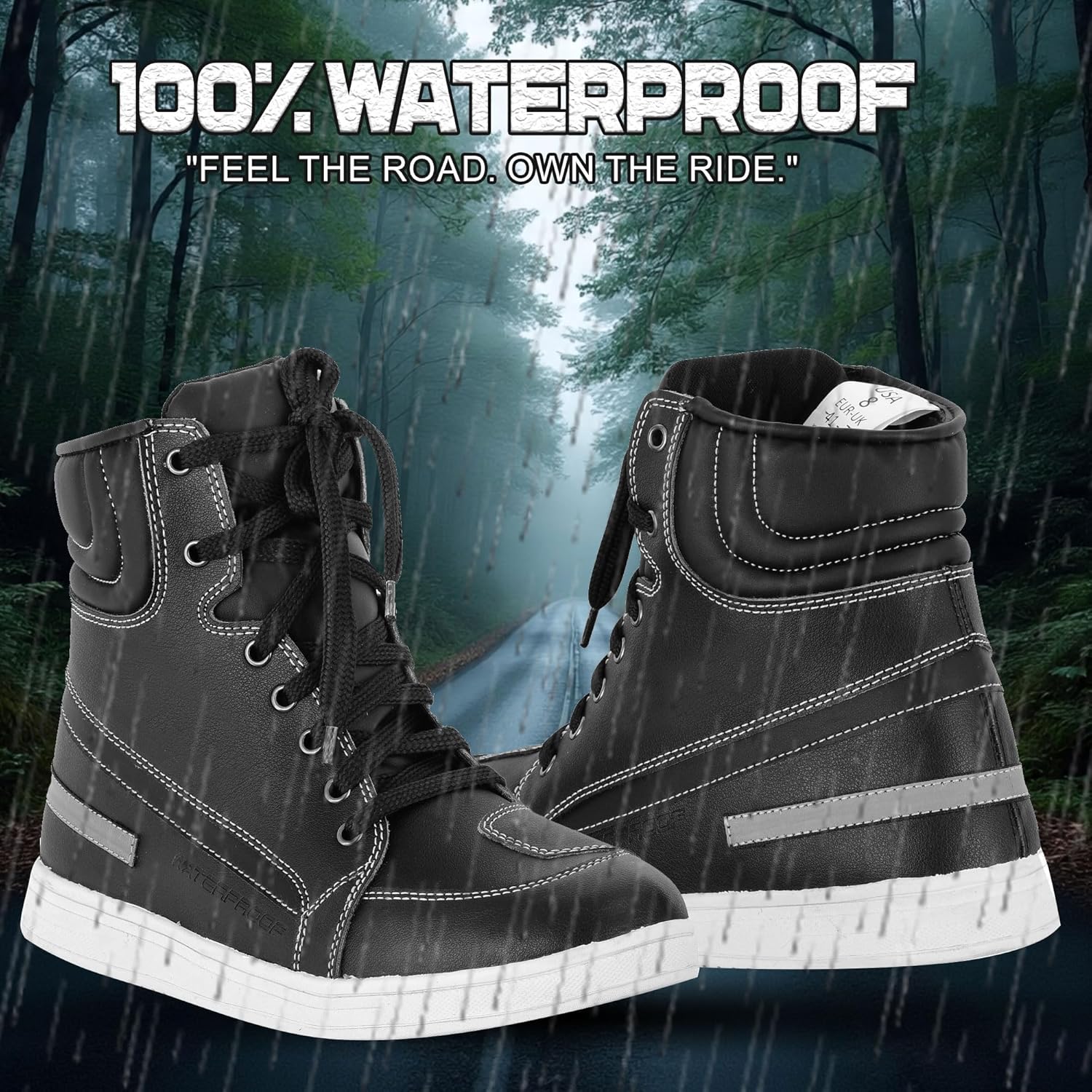 Leather Motorcycle Shoes Reinforced Toe and Heel Motocross Boots for Men's Motorbike Touring Boot Laces Non-Slip Rubber Sole CE Approved