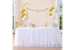 Suppromo 6ft White Tulle Table Skirt: Elevate Your Table Decor