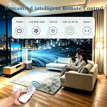 3-in-1 Portable Air Conditioners, Swamp Cooler Portable AC Unit for Room, Windowless Cooling Fan That Blow Cold Air with Remote, 3 Speeds, 7H Timer, 2 Ice Packs, for Bedroom Garage
