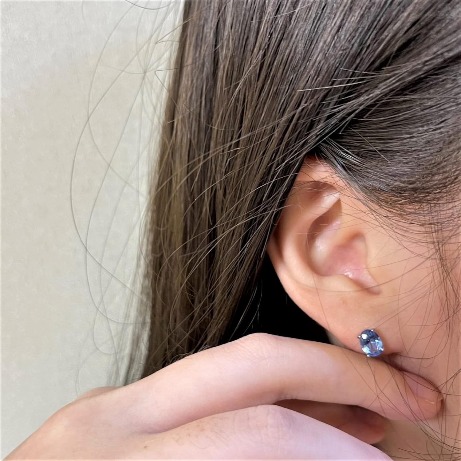 925 Sterling Silver Women's Birthstone Stud Earrings, Blue Topaz Oval Cut Women's Earrings for Anniversary, Birthday, Valentine’s Day