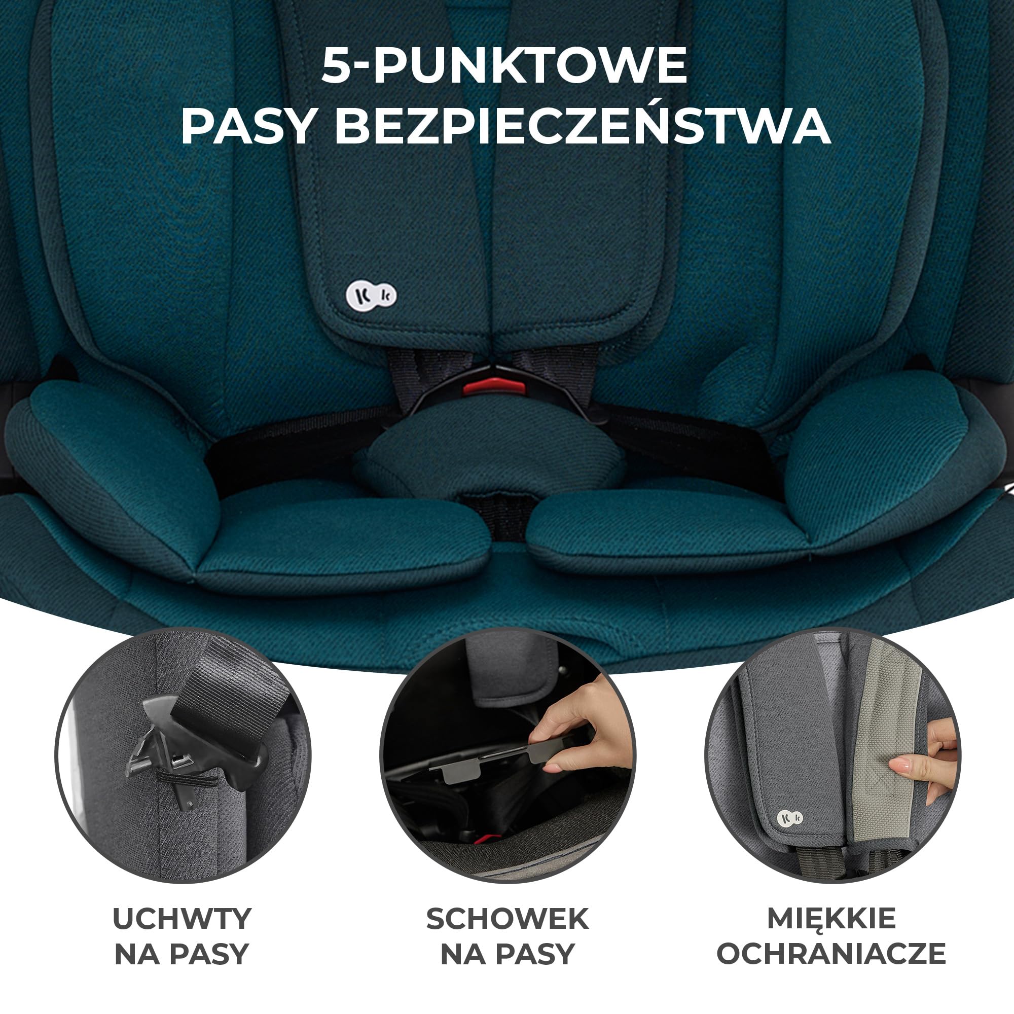 Kinderkraft ONETO3 Fotelik samochodowy z bazą, I-Size 76 do 150 cm, Systemy bezpieczeństwa, Isofix, Reclining, Wzmocniony zagłówek, Wkładka dla najmłodszych, Grupa wiekowa 1/2/3, do 36 kg, Niebieski