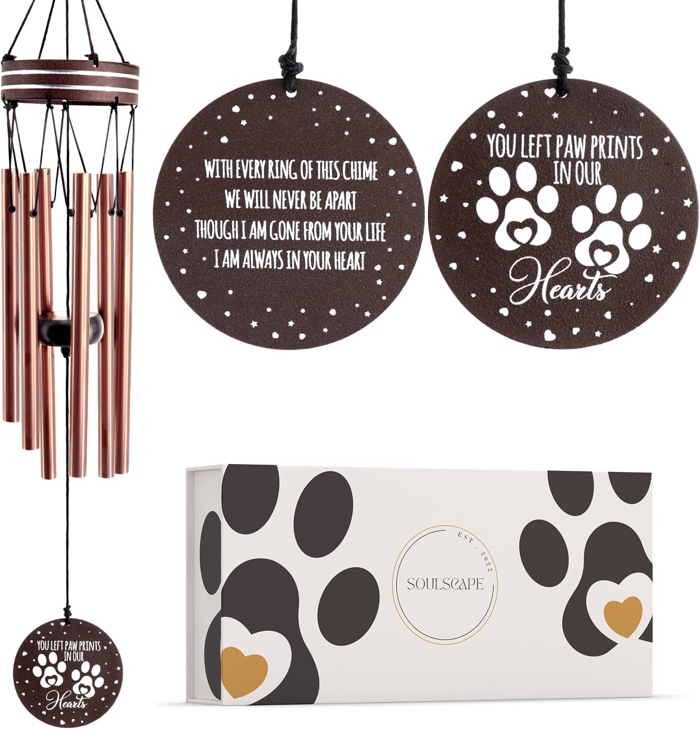SOULSCAPE Pet Memorial Wind Chime - 25" Dog Memorial Gift for Loss of Dog and Other Pets - Unique Pet Loss Gifts, Dog Memorial, Dog…