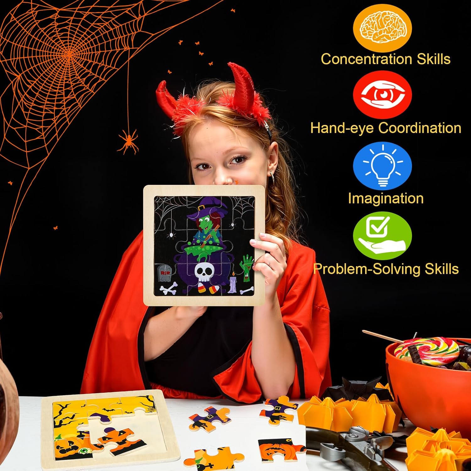 Arrowbash 24 Set Christmas Puzzles for Kids Gifts Bulk Christmas Wooden Puzzles Toddlers Snowman Tree Elk Gingerbread Man Jigsaw Toys for Party Favors Xmas Stocking Stuffers Classroom Prizes(Pumpkin)