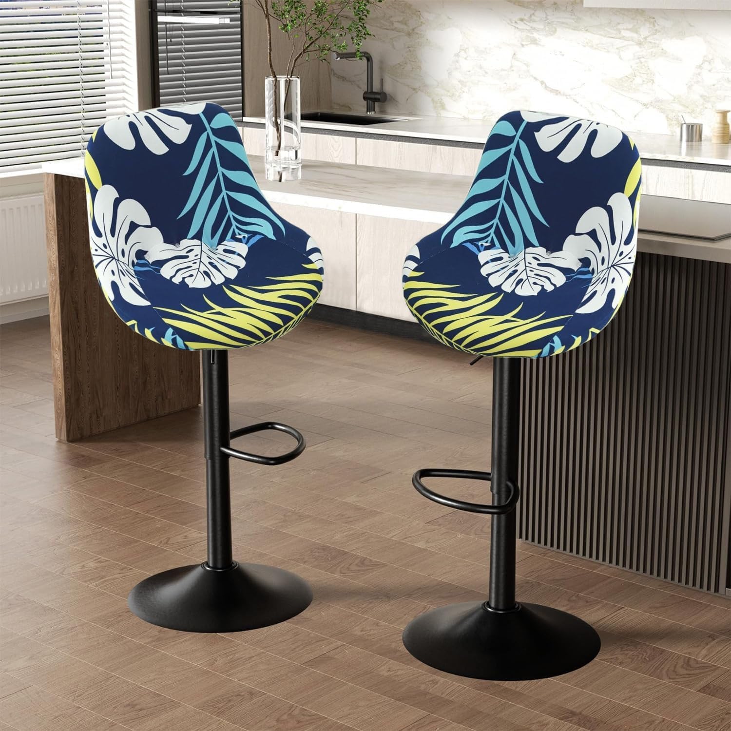 Housse Tabouret Pivotants De Bar-Cuisine Incurvés Lot De 2-4 Extensible