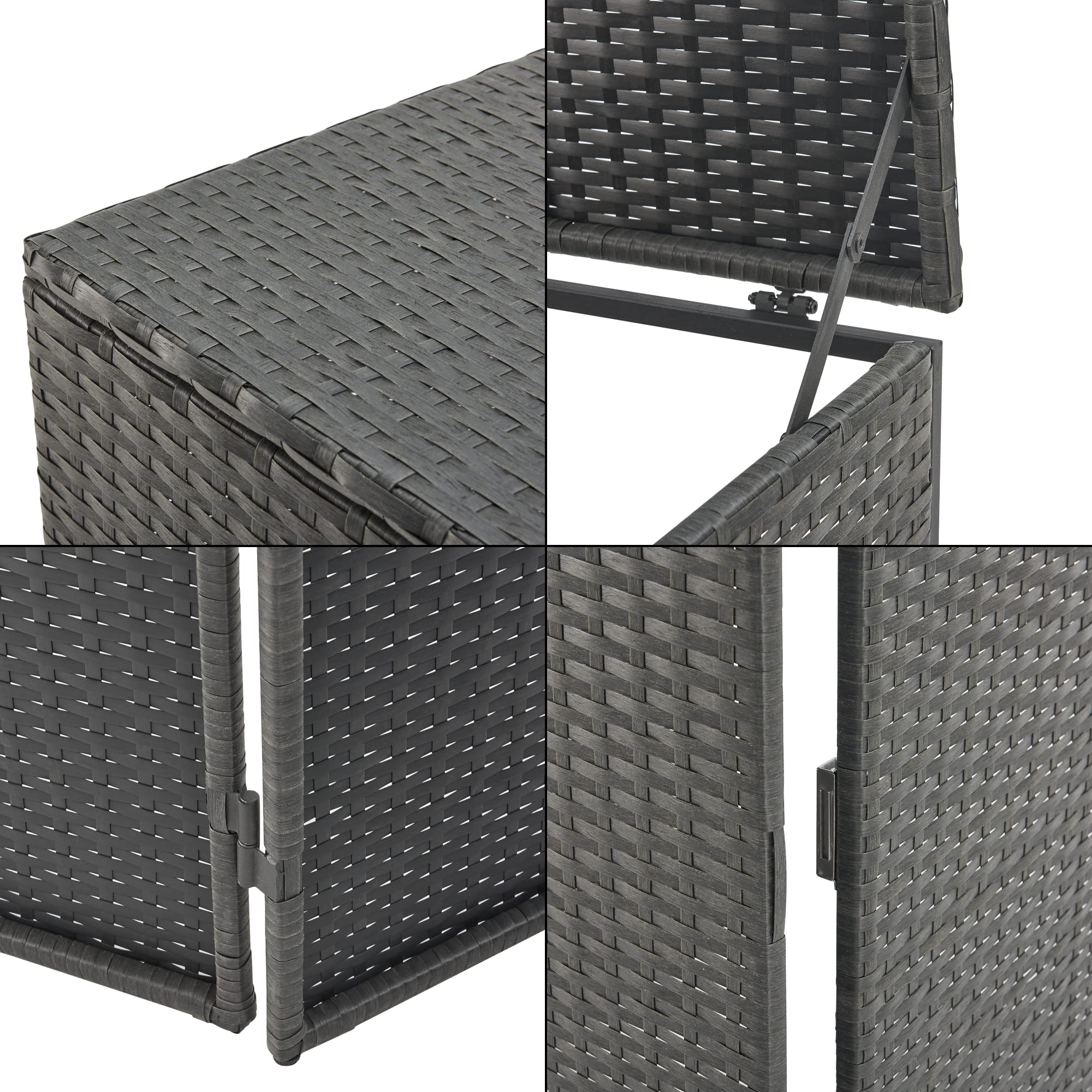 Cache Poubelle Solide Abri Extérieur pour 1 Conteneur à Ordures et Déchets de 240 L Porte à Fermeture Magnétique Acier Polyrotin 109 x 70 x 78 cm Gris Foncé