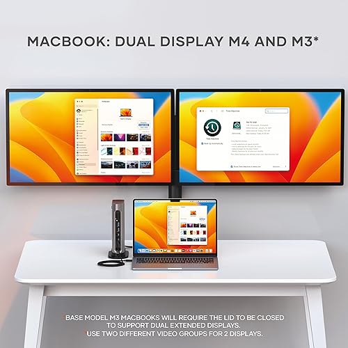 Miniatura 5 de Satechi Estación de acoplamiento Thunderbolt 4 USB C 16 en 1, carga de 100 W, hasta 4 pantallas 4K/60Hz, datos USB C, 6 puertos USB-A, lectores de