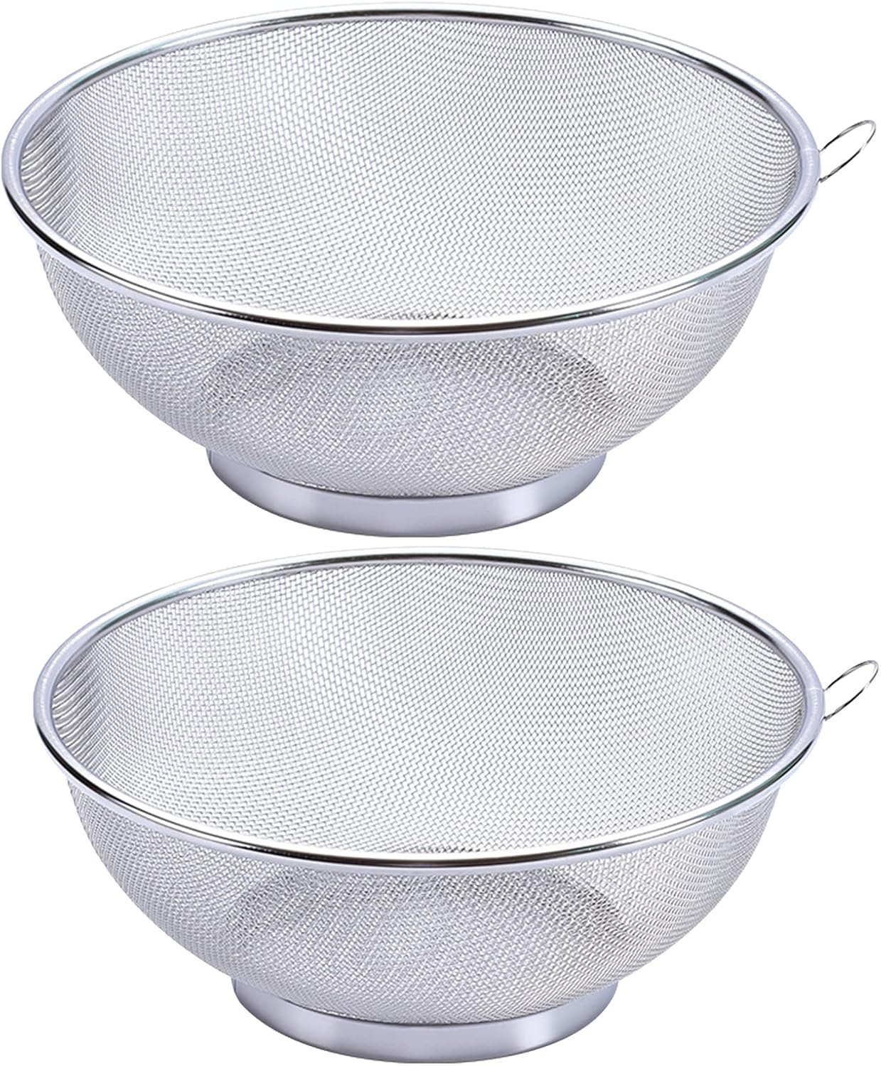 2Pcs Stainless Steel Mesh Colander Strainer Basket Drainer