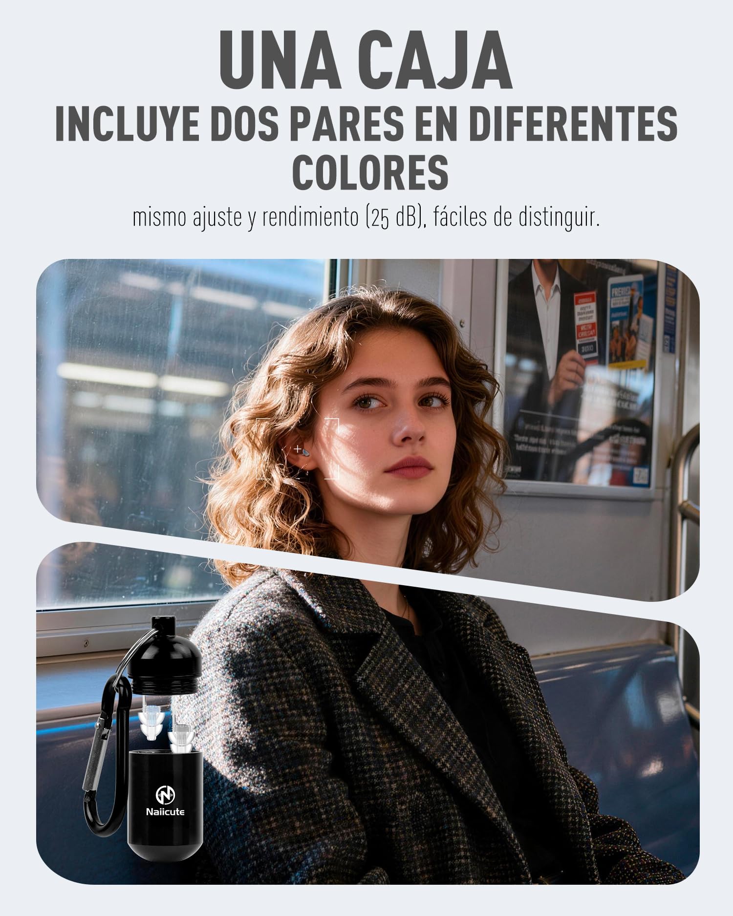 Tapones para los oídos para avión 2 pares, Tapones Reutilizables para prevenir el dolor de tímpano y Antiruido, Protección Auditiva para Adultos/Niños 12+ con pequeños canales