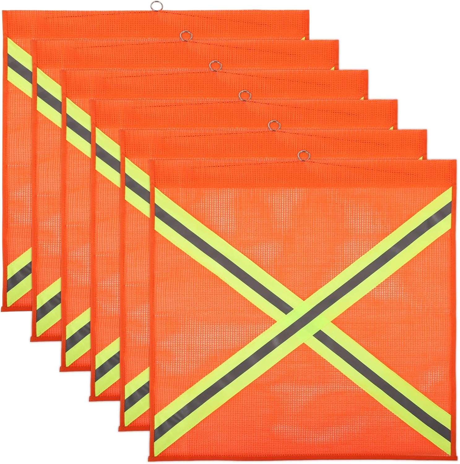 6-Piece Set Of 18 Cross-Reflective Safety Flags, Orange Pvc Mesh For Trucks, Trailers, And Kayaks