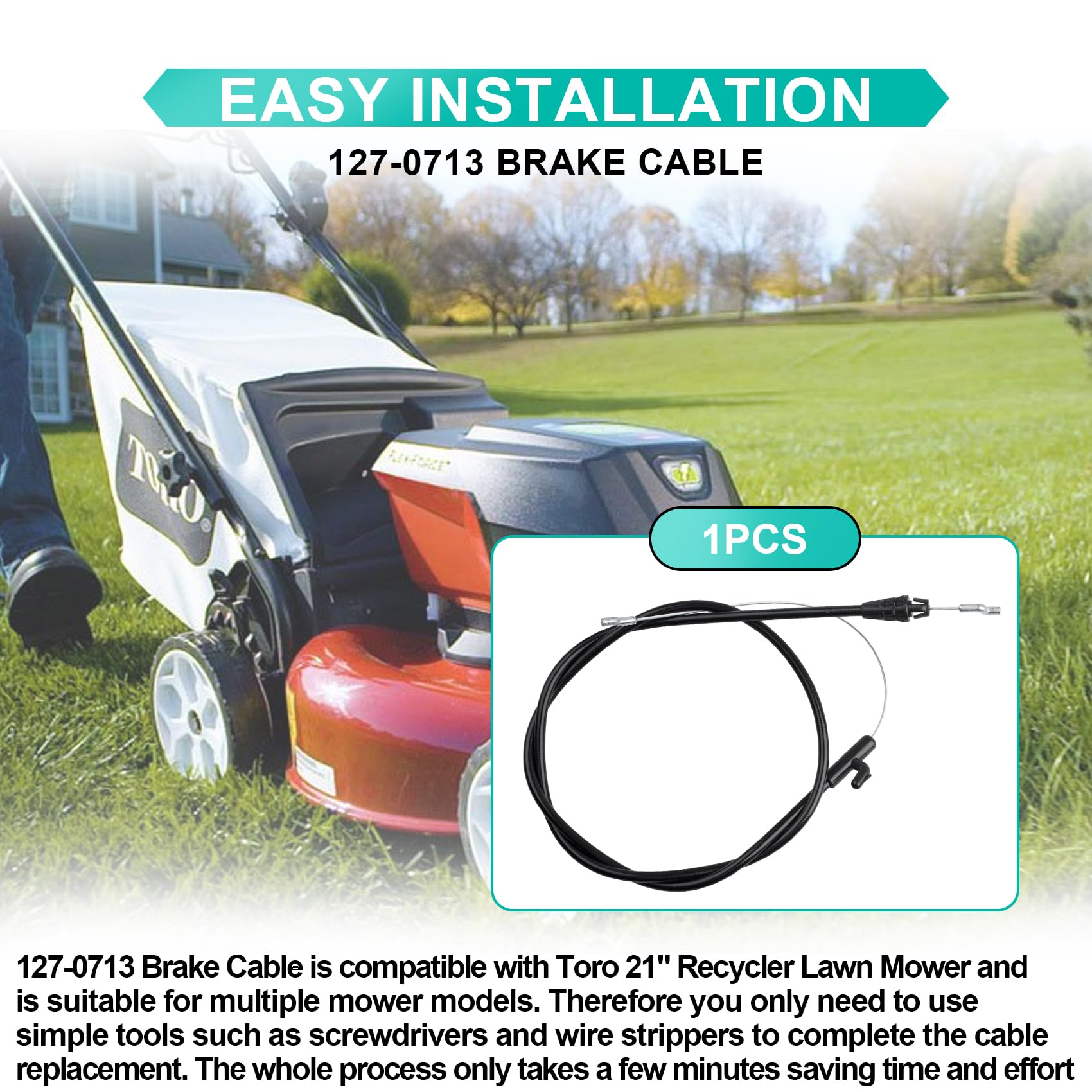 Amazon.com: DZBQ 127-0713 Brake Cable Fit for Toro 21319 21320