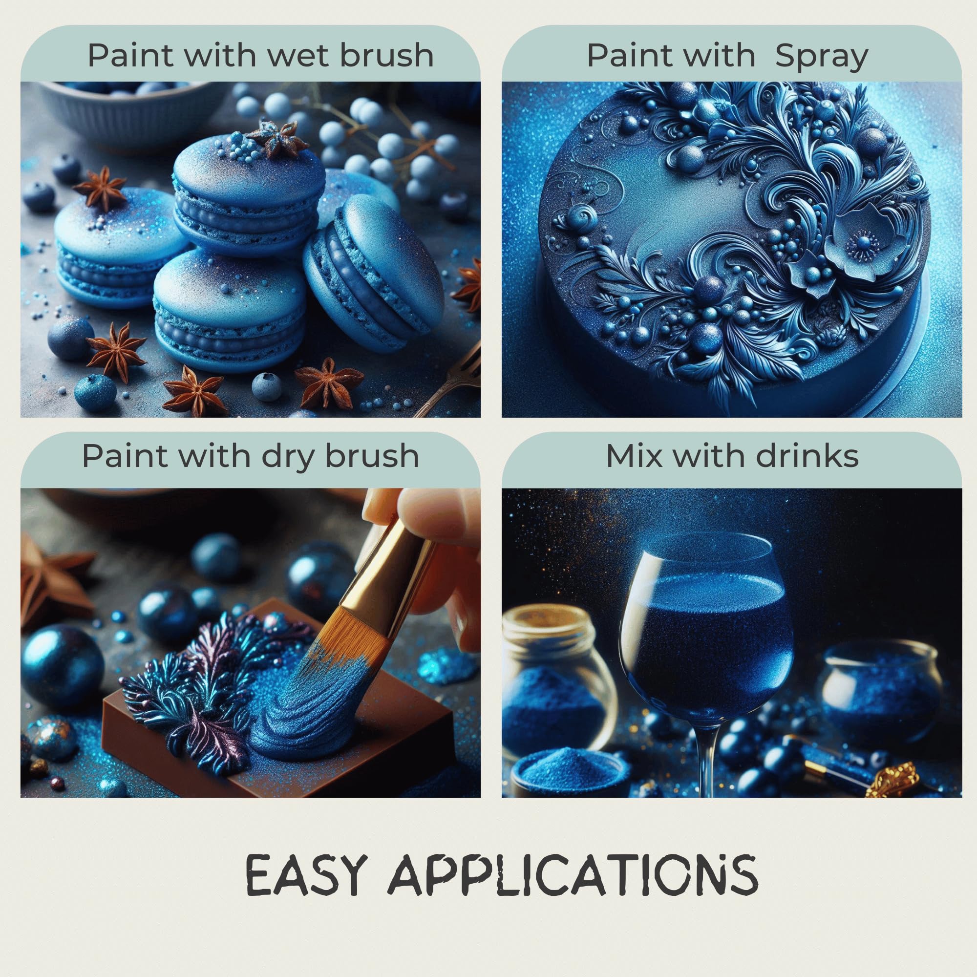 Confect Edible Luster Dust for Drinks & Desserts – Hydrangea Blue Brew Glitter | Food-Grade Edible Glitter for Cocktails, Cakes, Cupcakes & Holiday Decorating | 5 Gms - Image 3 thumbnail