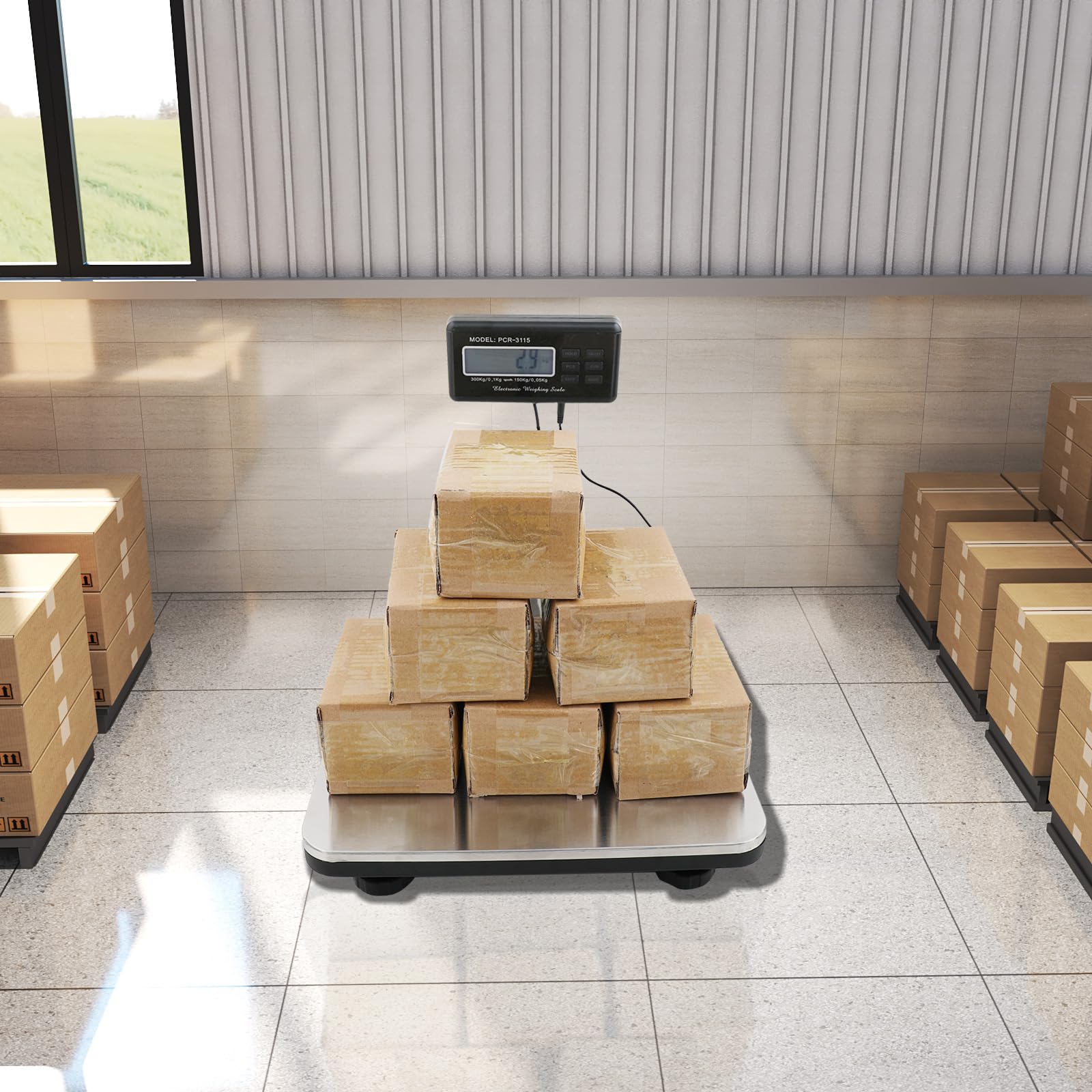 Digitale Boden Tischwaage,220V Paketwaage,Briefwaage 660 lbs/300 kg PlattformWaage,Elektronische Plattform edelstahl LCD display Tischwaage,Digitalwaage,digitale Küchenwaage silber neu