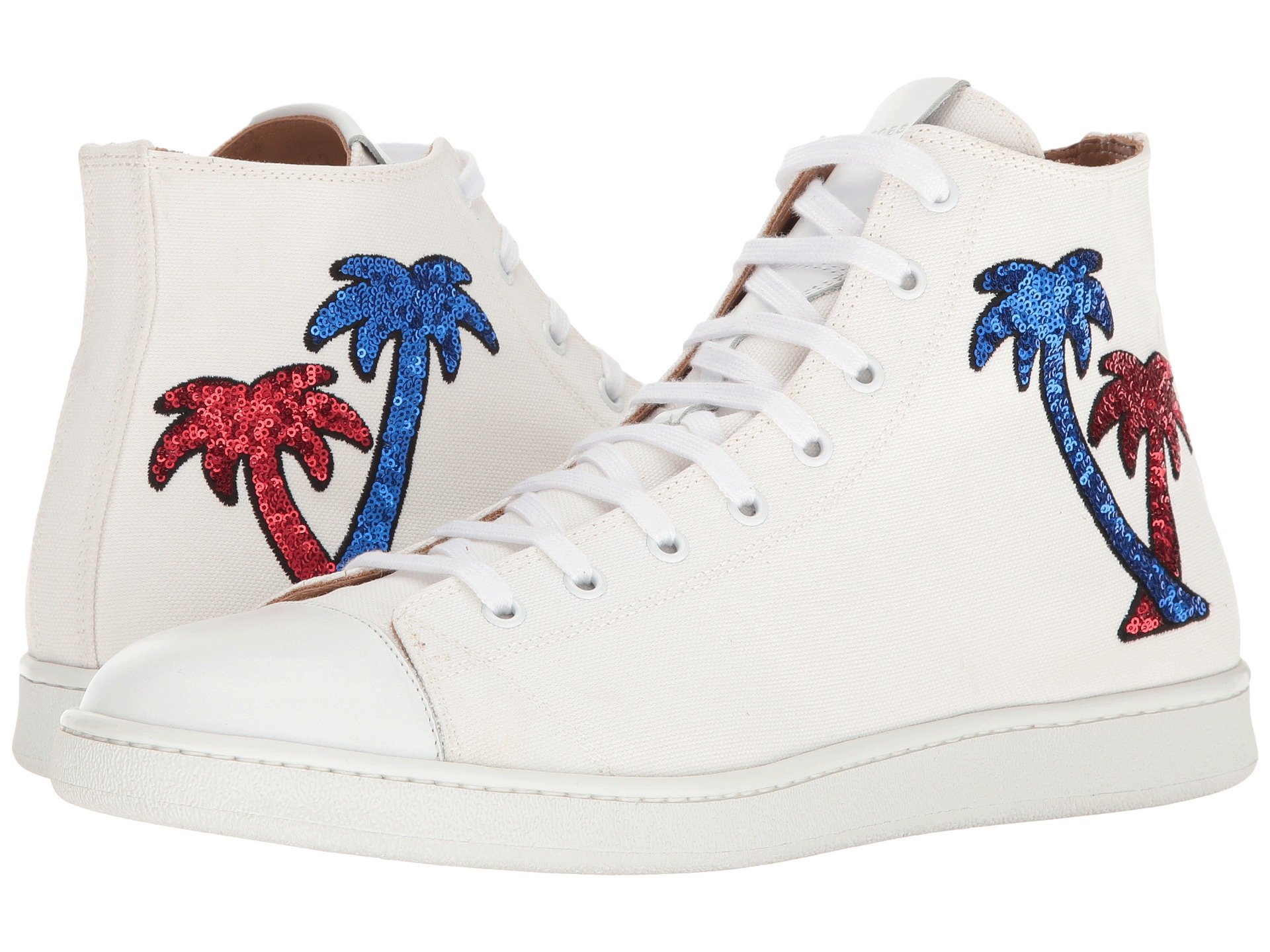 MARC JACOBS CANVAS PALM HIGH TOP SNEAKERS, WHITE ModeSens