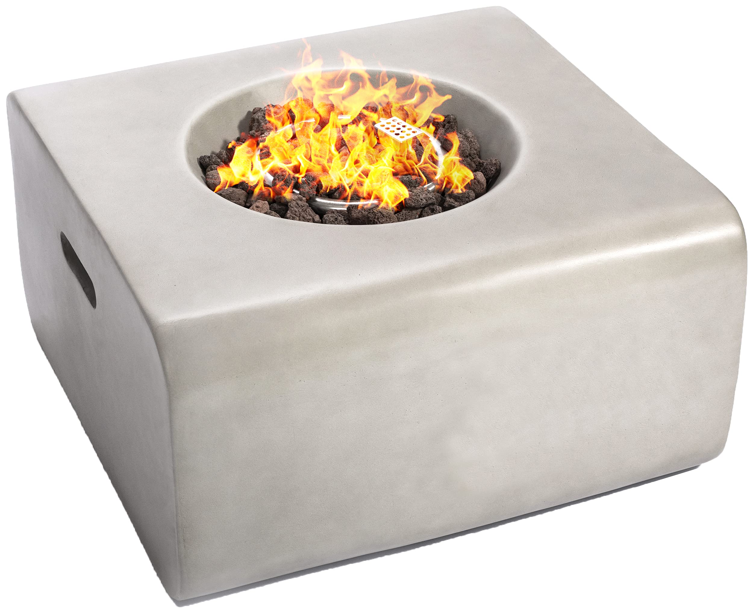 Fireology ADELPHI Light Grey Lavish Garden & Patio Gas Fire Pit with Eco-Stone Finish – Fully Assembled