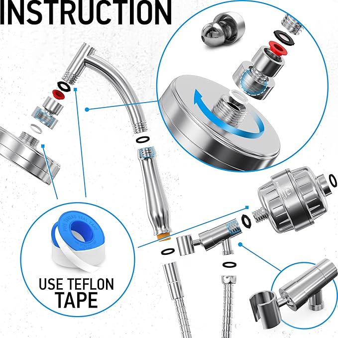 Regadera de Mano con Filtro 20 Etapas - Cromo - AquaHomeGroup miniatura 2
