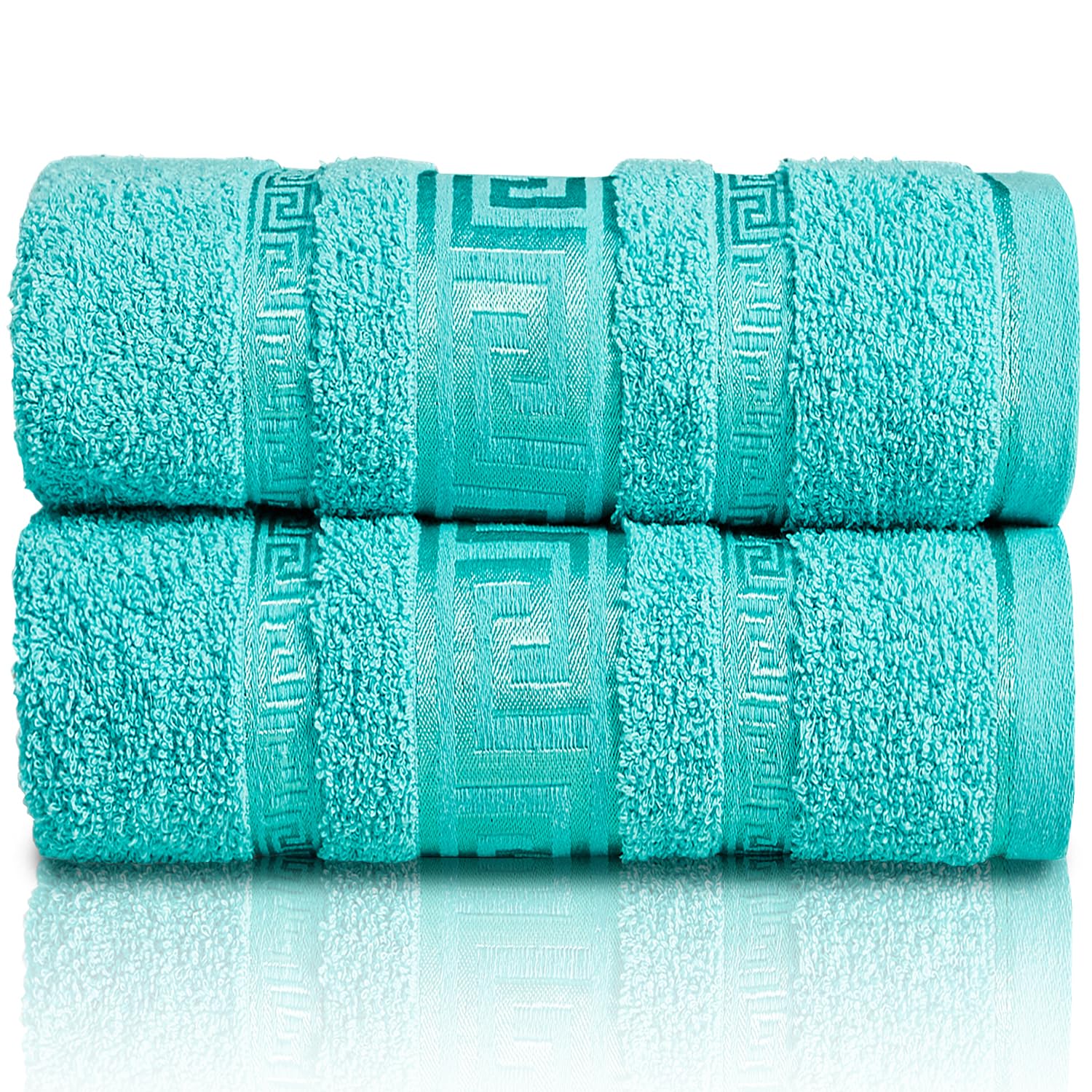GC GAVENO CAVAILIA Extra Large Jumbo Bath Sheets Greek Towels for Bathroom - 2 Piece Super Absorbent Quick Dry Towel, 100% Egyptian Cotton Soft Fluffy Luxury Bath Towel Spa & Hotel (90x180cm),Aqua