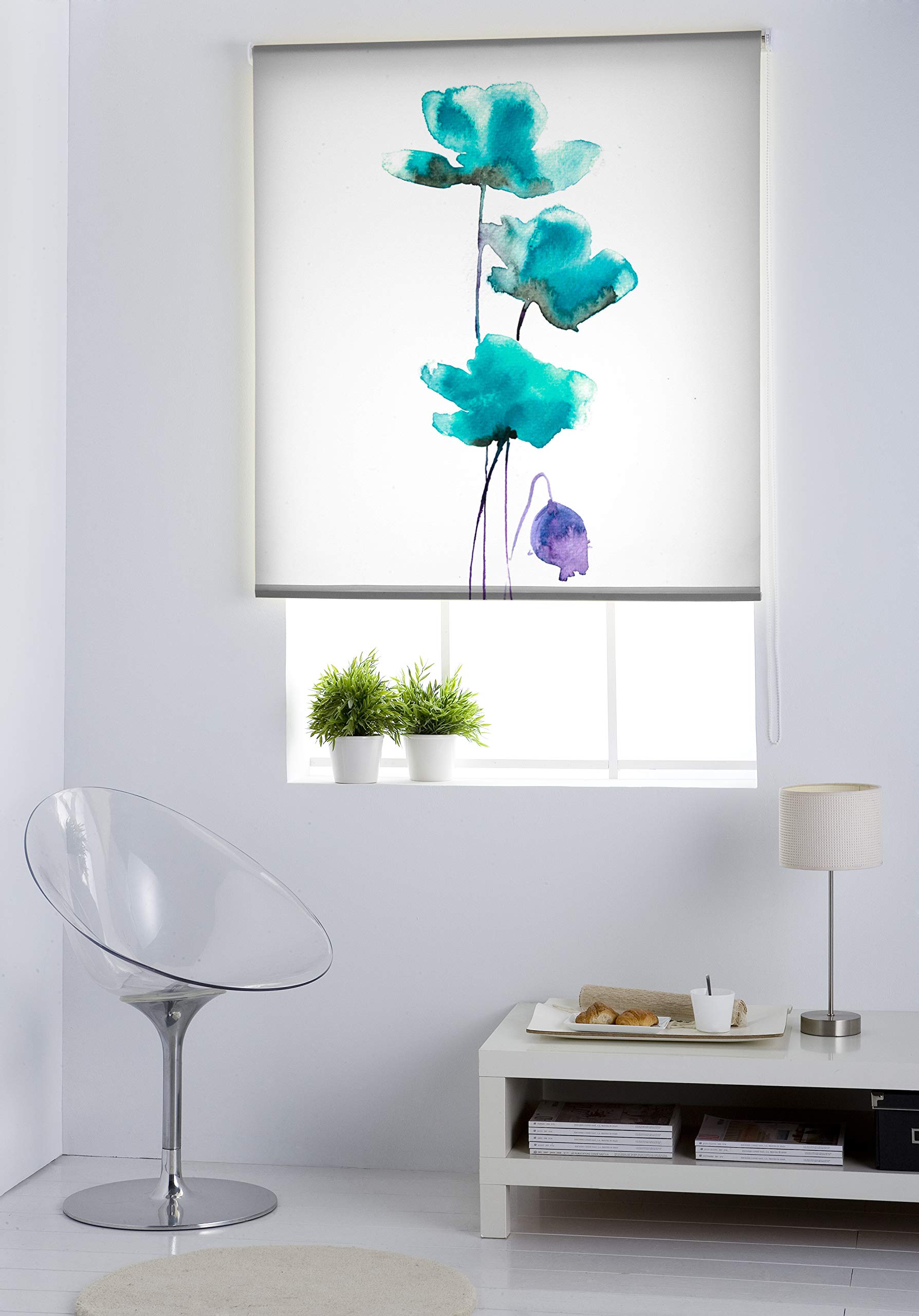 Estoralis Flores y Plantas | Estor Enrollable Diseño Moderno | Translúcido Estampado Digital | Modelo F-3138 | 110 x 180 cm (Ancho/Alto) Tamaño Tela 107 x 175 cm | Estores para Ventanas y Puertas