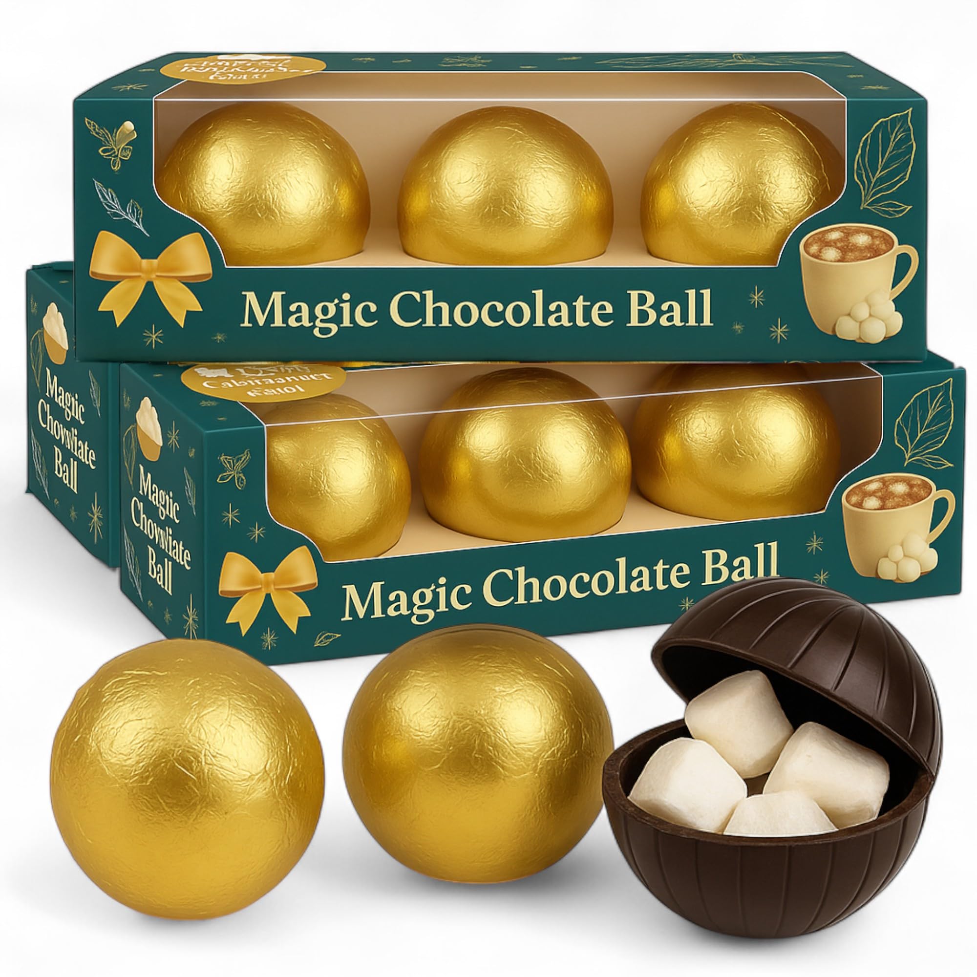 Magic Dark Chocolate ball set de bolas de chocolate con mini malvaviscos rellenos 3 cajas 9 bolas