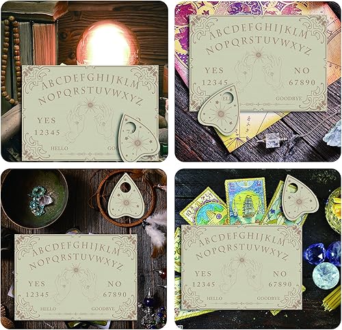 Miniatura 7 de CREATCABIN Tablero de madera con péndulo, tablero de madera para hablar con planchette, kit de adivinación, juego de caza de espíritus, decoración