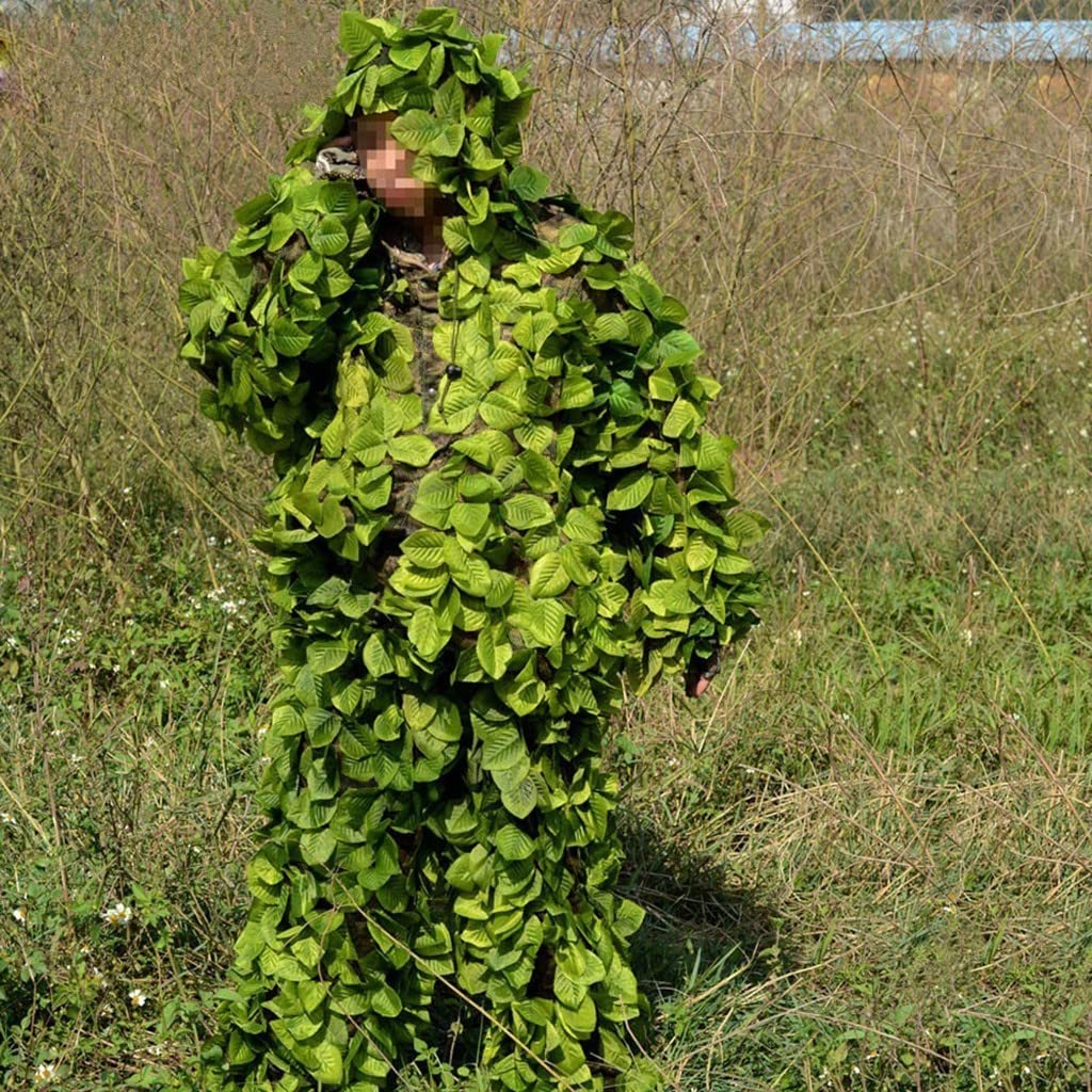 Tuta mimetica Ghillie per allenamento all'aperto, design con foglie 3D, ideale per bird watching e fotografia