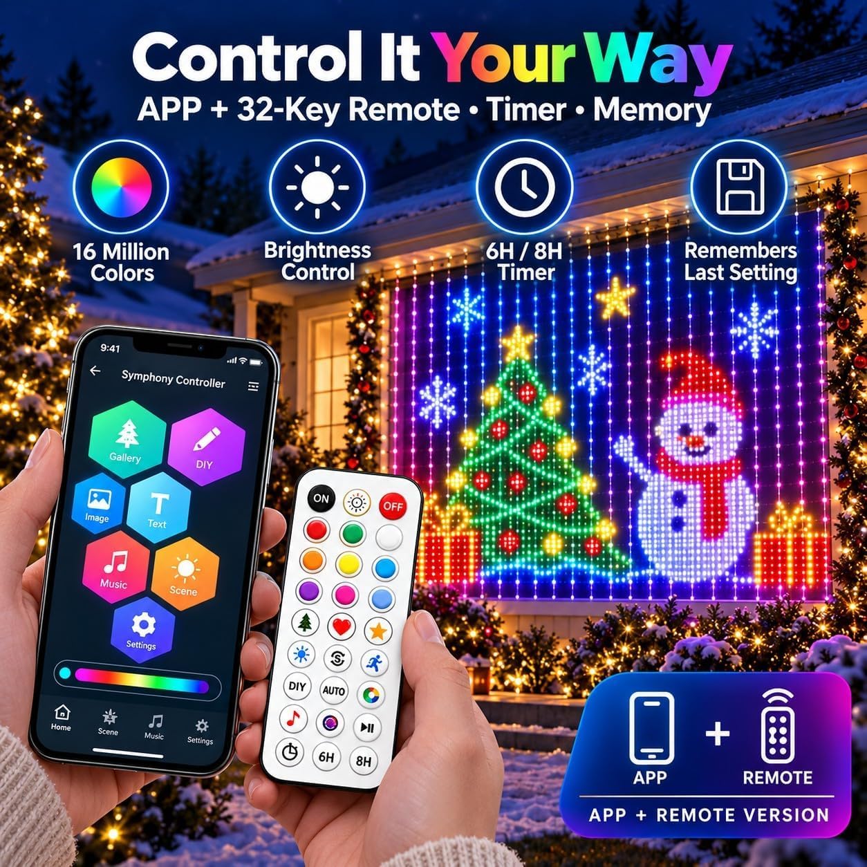 Tenda Luminosa Natale,Luci di Natale da Esterno Intelligente (3m*3m)