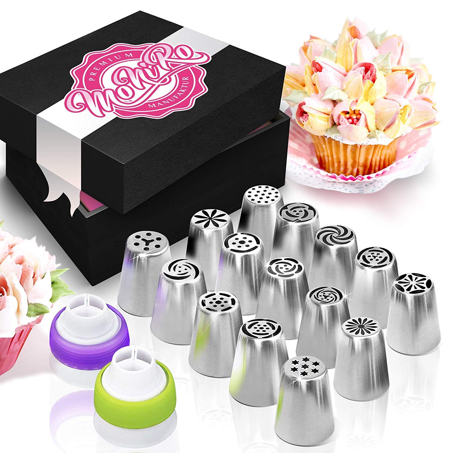 6 spuitmonden en 1 herbruikbare spuitzak, doe-het-zelf gebak, spuitmonden van roestvrij staal, professionele accessoires voor het decoreren van cupcakes en cakemuffins 6 spuitmonden en 1 herbruikbare spuitzak, doe-het-zelf gebak, spuitmonden van roestvrij staal, professionele accessoires voor het decoreren van cupcakes en cakemuffins