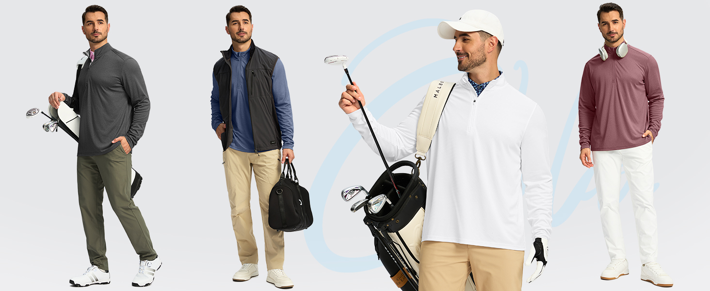 Amazon.com: Obla Golf Quarter Zip Pullover for Men Mock Neck