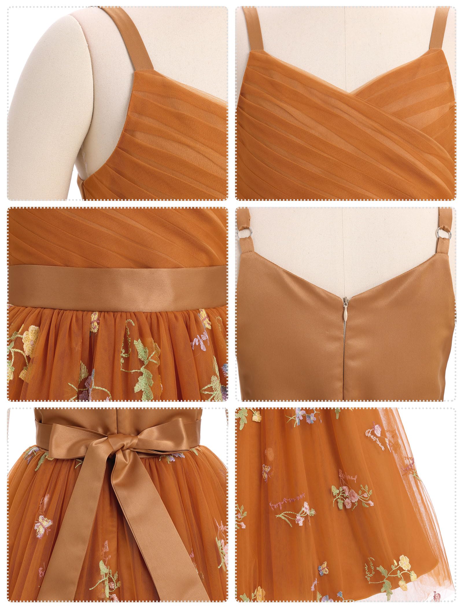 IDOPIP Blumenmädchenkleid für Hochzeit, formelle Festzüge, Kleider für Mädchen, Junior, Brautjungfer, Erstkommunion, Geburtstag, Tüllkleid