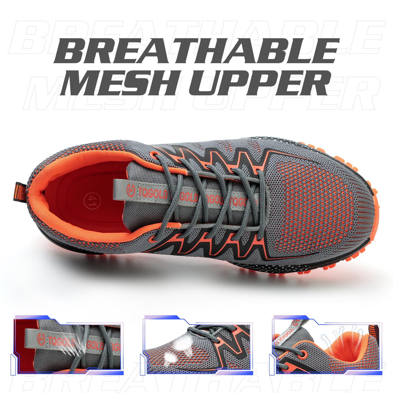 TQGOLD Scarpe Antinfortunistiche Uomo Donna Scarpe da Ginnastica Leggere Antiperforazione Punta in Acciaio Comode Scarpe Sicurezza