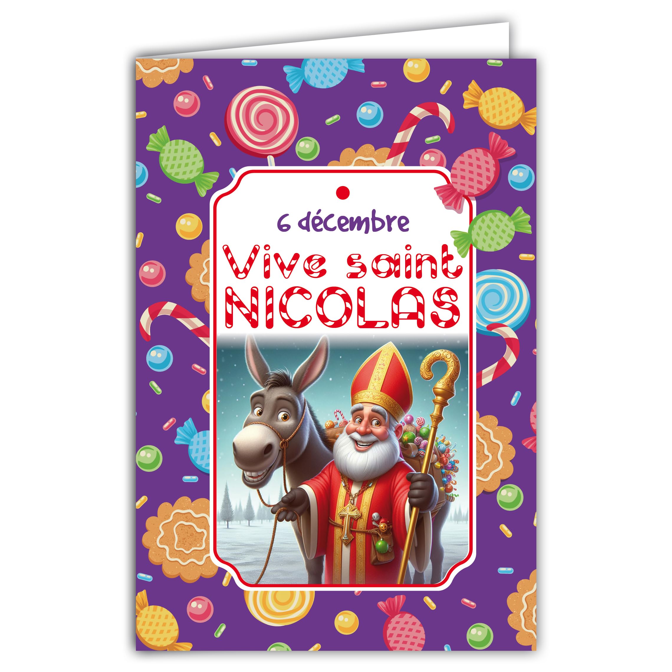 Carte Saint Nicolas 6 Décembre Pour Petit Garçon - Illustration Chantier Bricoleur, Format 12x17 Cm Avec Enveloppe