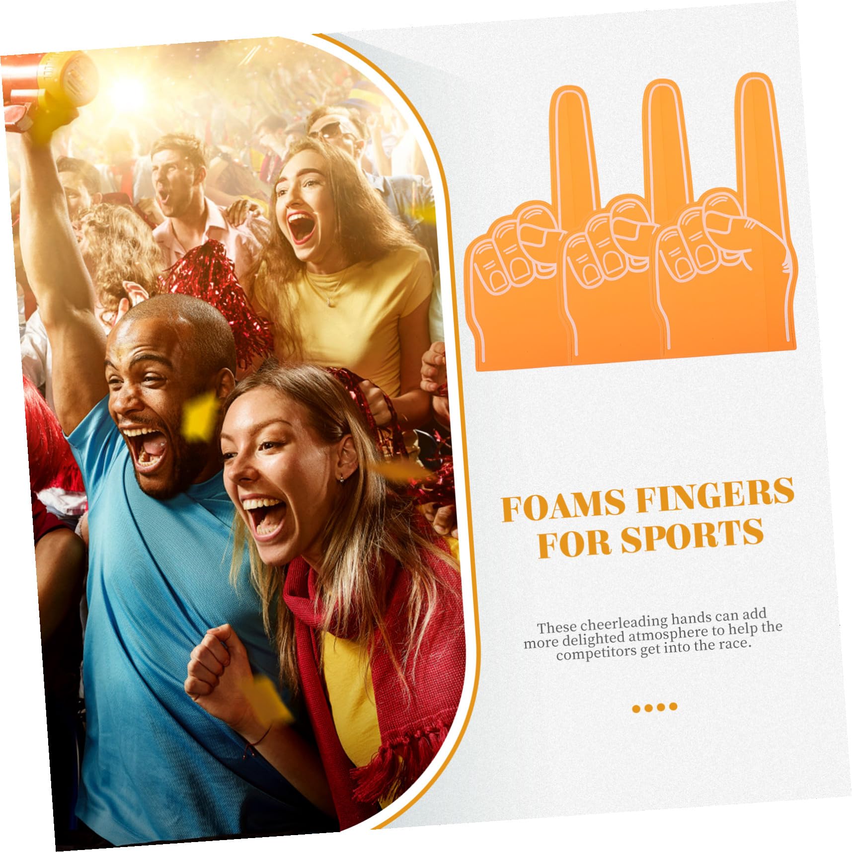 TOYANDONA 3 Pezzi Dita in Schiuma per Cheerleading Arancioni, Accessori per Sostenitori Sportivi, Gadget Leggeri per Feste di Calcio e Basket, Supporto per Eventi e Spirito di Squadra