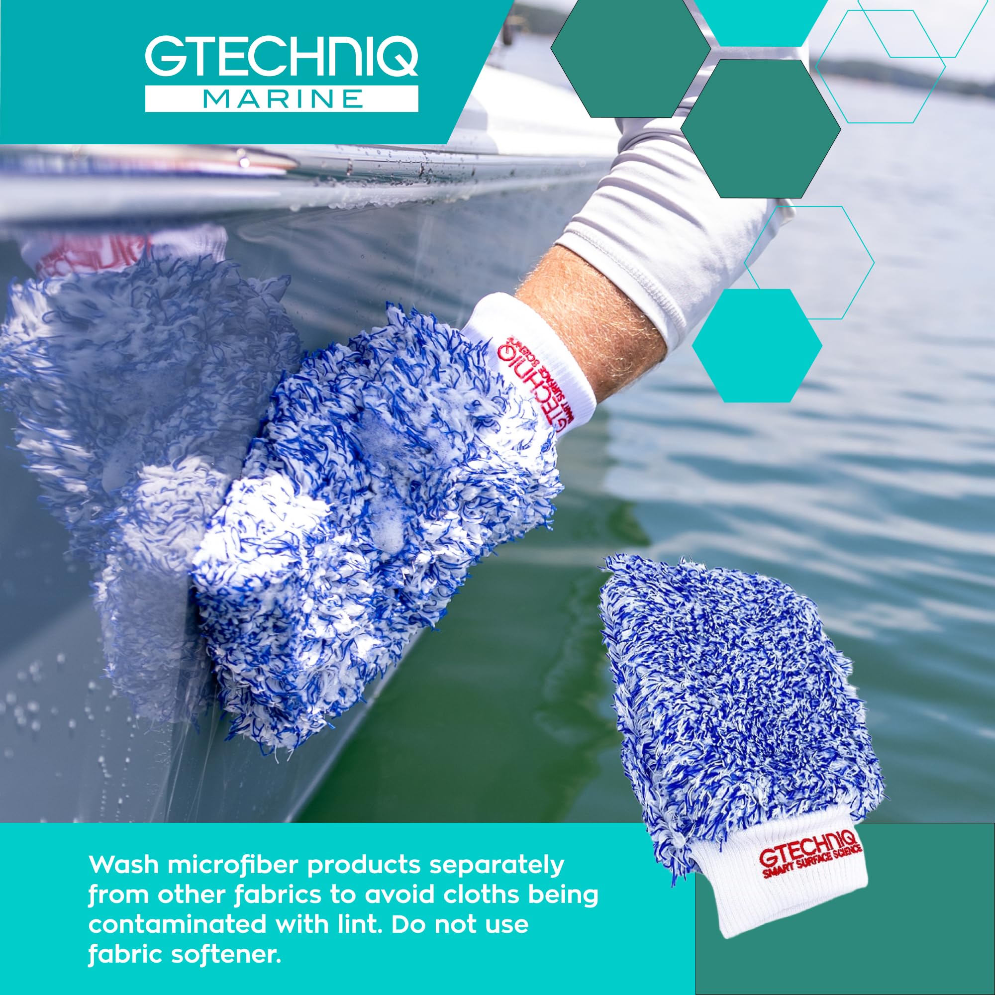 Gtechniq Manopla de Microfibra Cuidado de Superficies Marinas, Unisex Adulto, Azul, Talla única