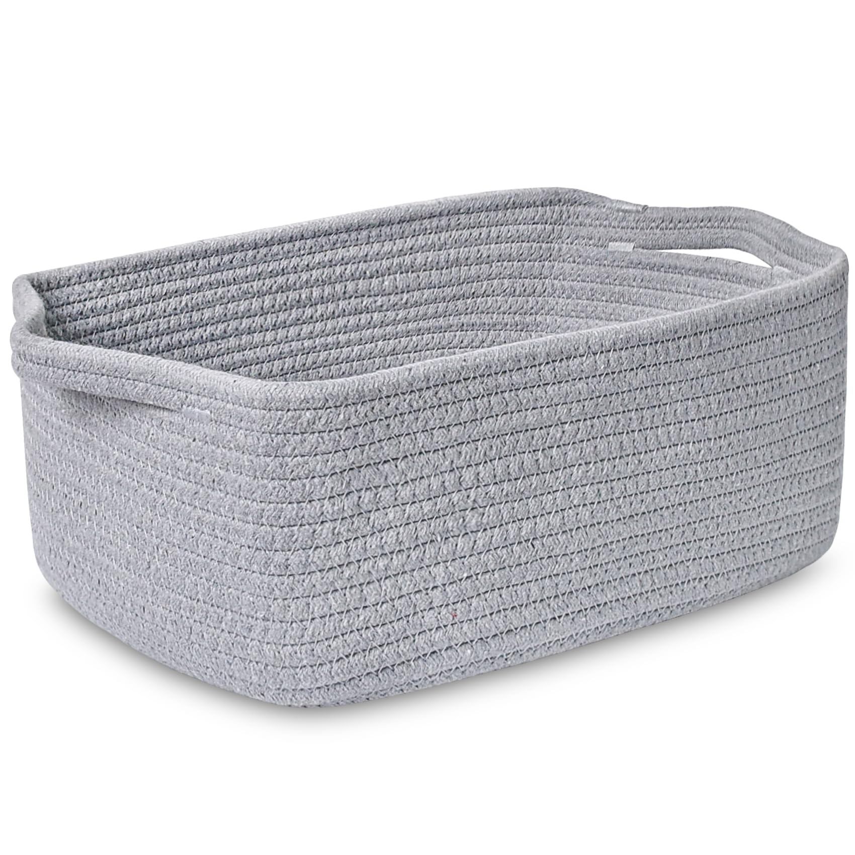 ABenkle Small Storage Basket with Handles, Cotton Rope Woven Dog Cat Toy Bin, Decorative Shelves Closet Organizing for Nursery Laundry Bedroom