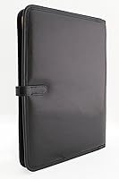 Vista 6 de Portafolio de cuero Padfolio Ejecutivo Folio A4 Cartera de currículum Mujeres Profesional Cuaderno Titular Cuero Carpeta de Negocios Hombres (Negro)