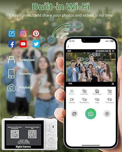 Miniatura 5 de Cámara digital 5K para fotografía, cámara de videoblogs WiFi de 75 megapíxeles para YouTube con pantalla giratoria de 3" 180, cámara de video UHD de