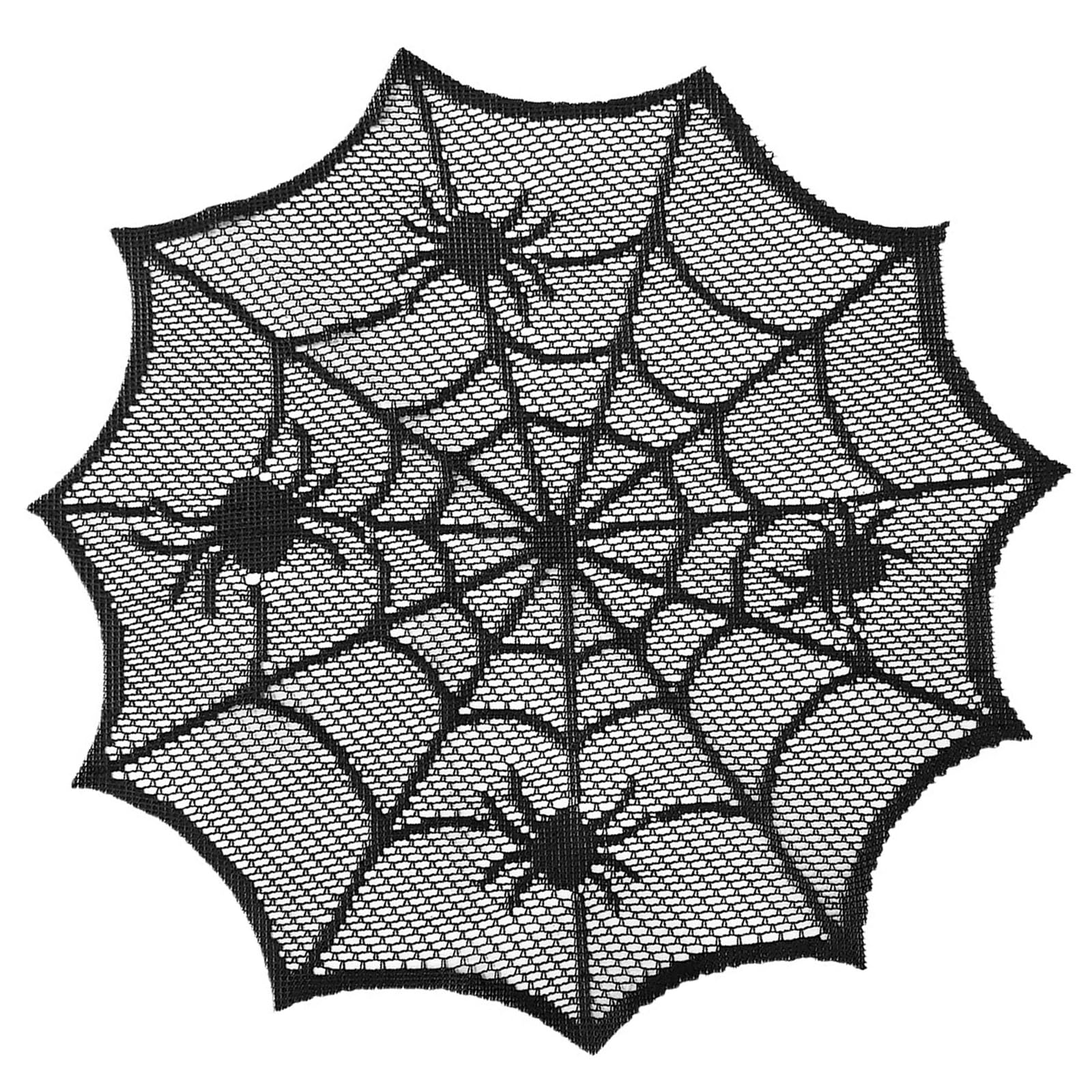 Diogeynu Elegant Spiders Webs Laces Doily Black Cobwebs Table Placemat For Home Decoration