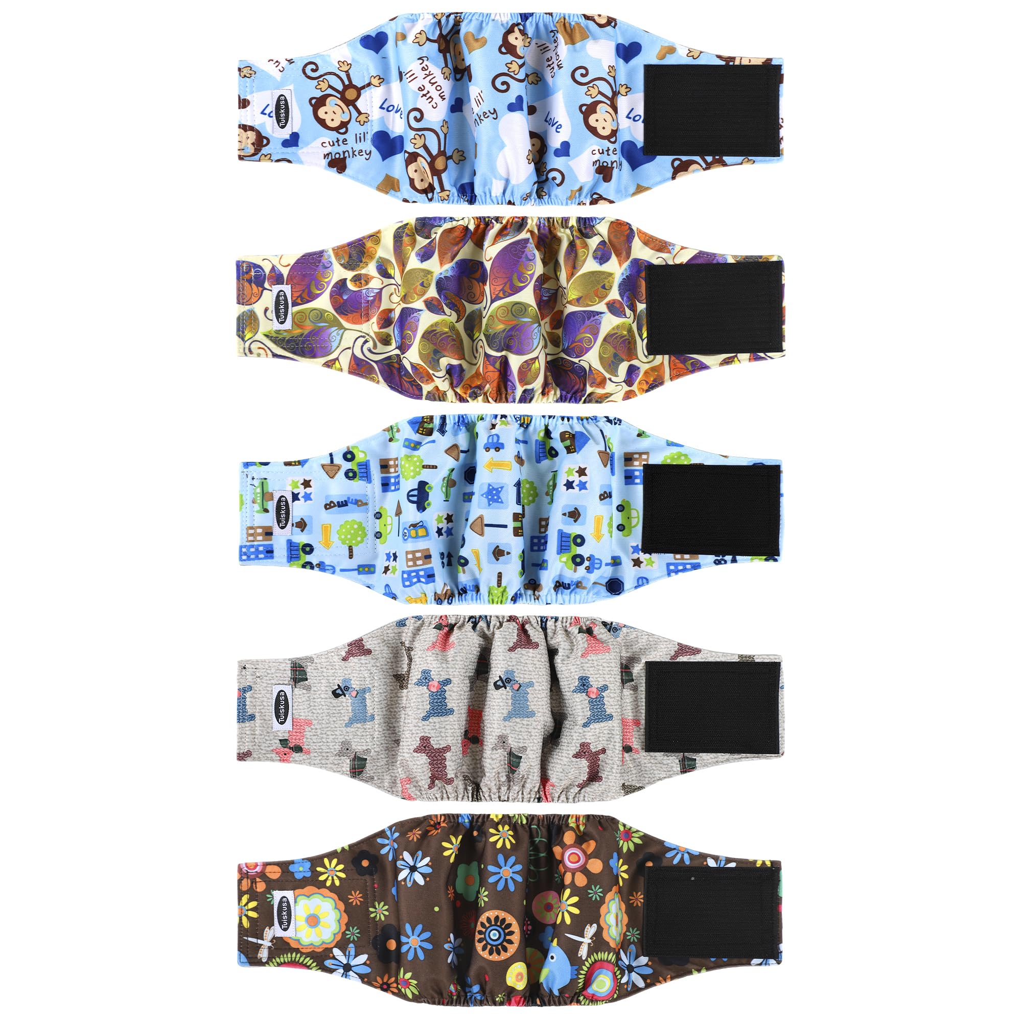 Male Dog Diapers, High Absorbing Dog Belly Bands for Male Dogs, Washable Reusable Dog Males Wraps(5 Pack)