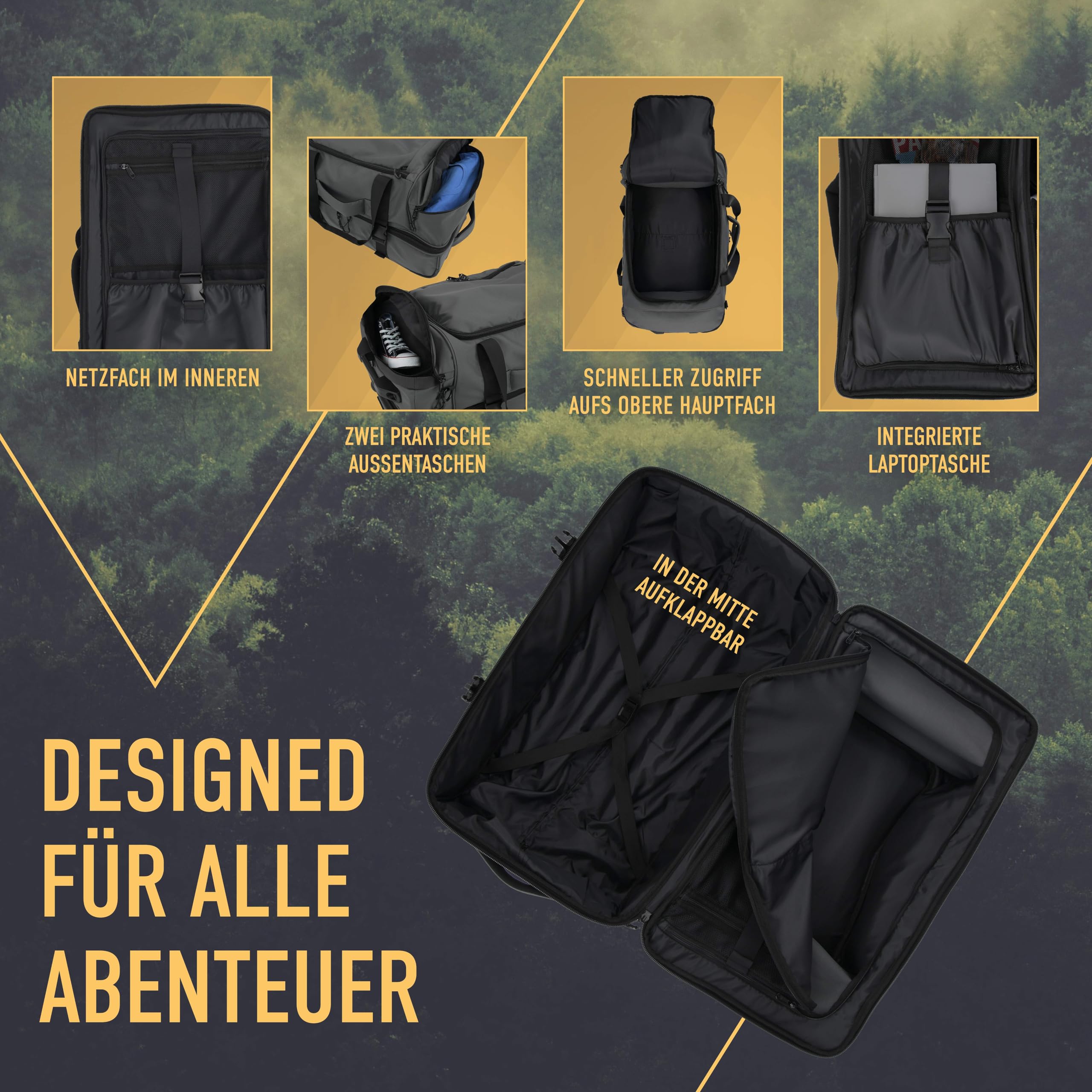BEN NEVIS Reisetasche mit Rollen 80l [Recycelt] – 3-in-1 Tasche & Trolley & Rucksack | Luggage | Faltbare Reisetasche Damen und Herren Groß | Reisetaschen Rucksackfunktion | Travel Bag | Duffel Bag