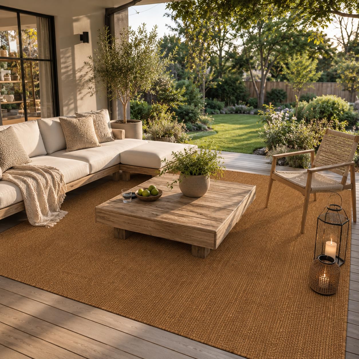 Tapis plat tissé Porto brun chiné Snapstyle pour terrasse et salon