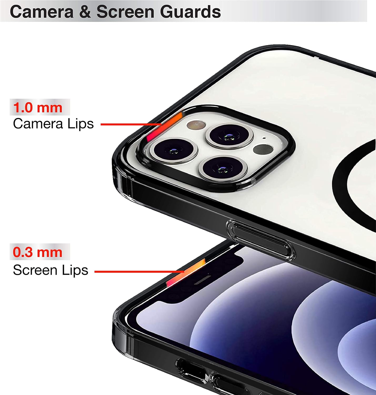NovusTech iPhone 12/12 Pro Magnetic Case - Clear iPhone Thin Case with Magnetic Compatible with Magsafe Charger and Wallet (Black)