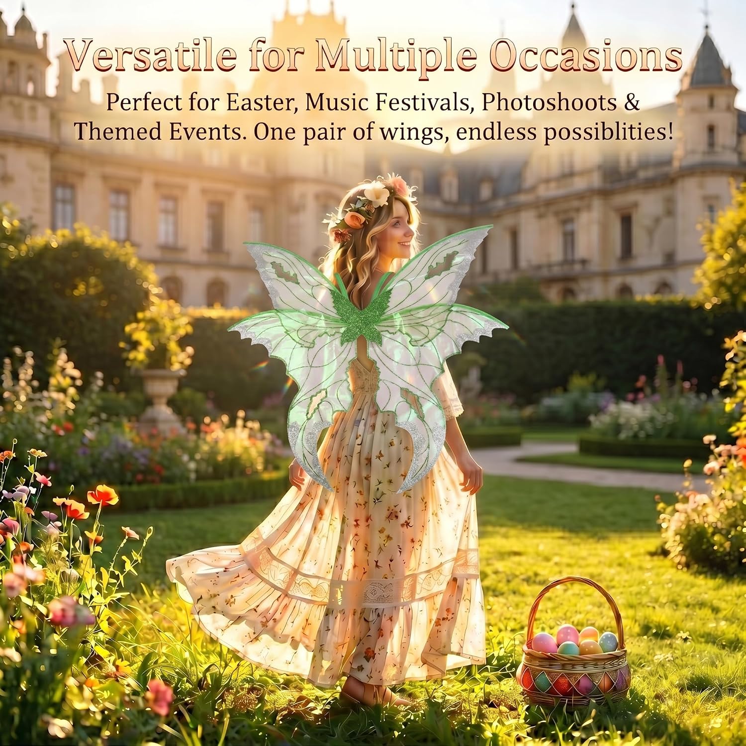 Adult Fairy Wings (35.43 x 31.5) Butterfly Wings Costume Accessory for Women's Easter Halloween Cosplay Parties