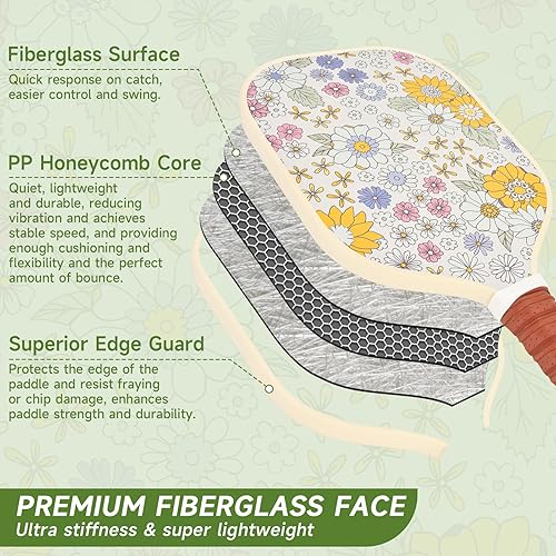 Miniatura 2 de Palas de pickleball aprobadas por USAPA, juego de 2 palas de pickleball de polipropileno, núcleo de panal de abeja, juego de pickleball de fibra de